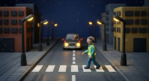 夜間の歩行者事故を防ぐ