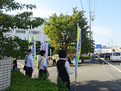 藤枝北高等学校の通用門前